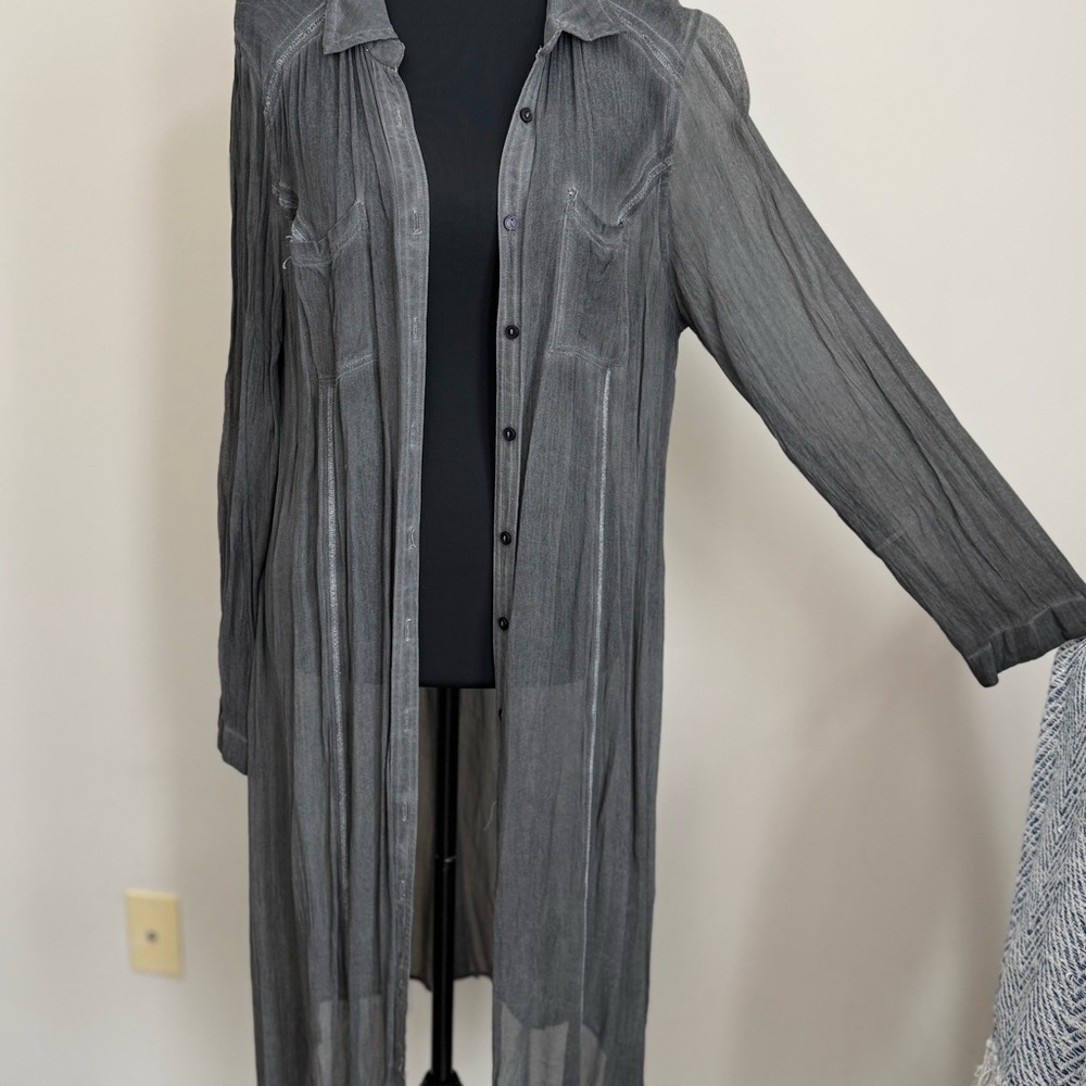 Soft Surroundings Gray Sheer Top